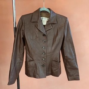 Vintage 90's YSL brown leather blazer jacket